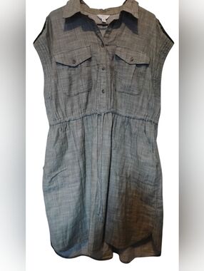 3X Time and Tru  Button-Front Sleeveless  Dress With Pockets